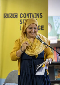 Poet Nabeela Ahmed performing at BBC Contains Strong language 2025