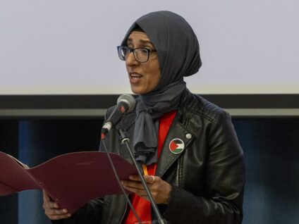 Sheena Hussain, 2024 New Northern Poet reading here work at showcase event